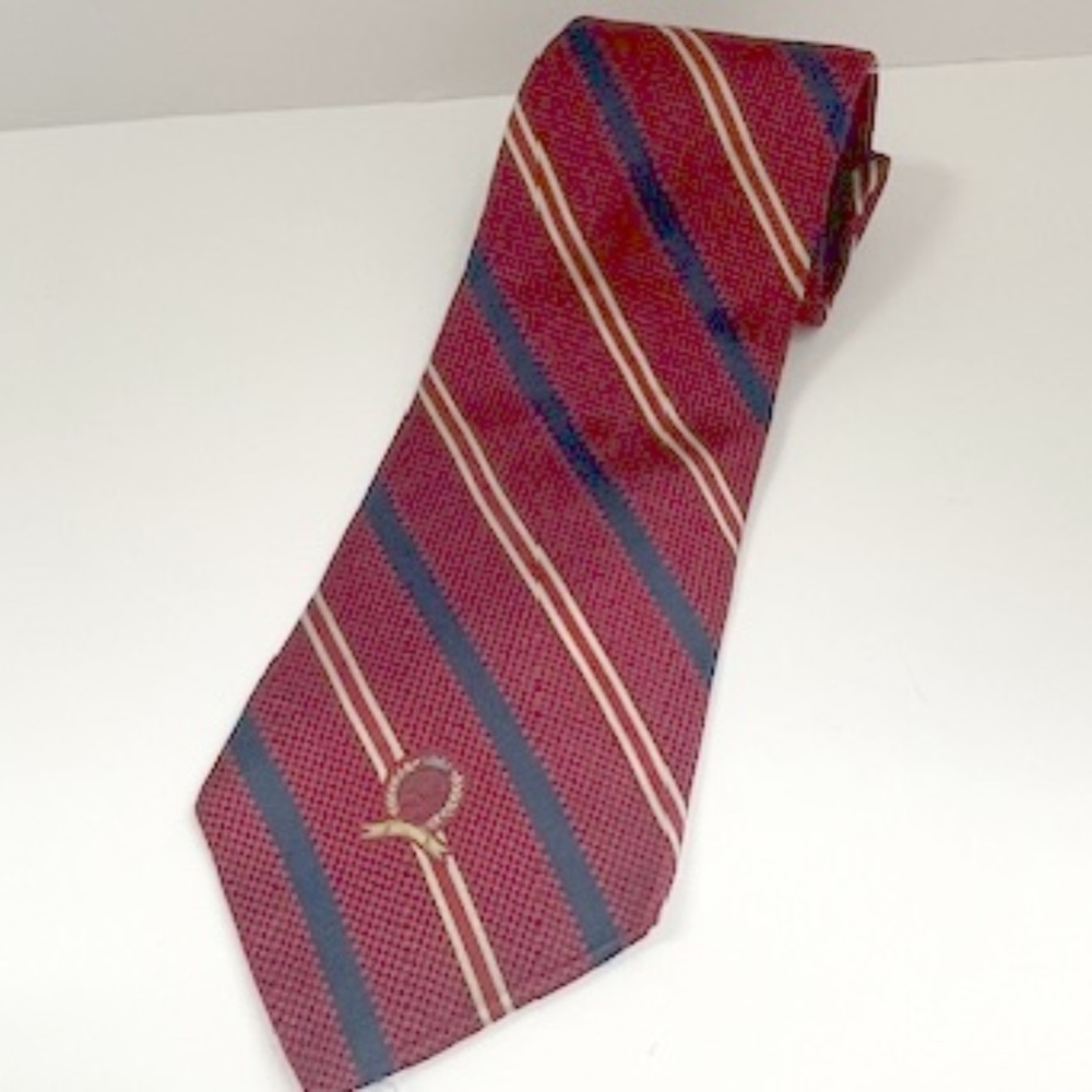 Tommy Hilfiger Red Blue Gold‎ Striped Men’s Tie 100% Silk